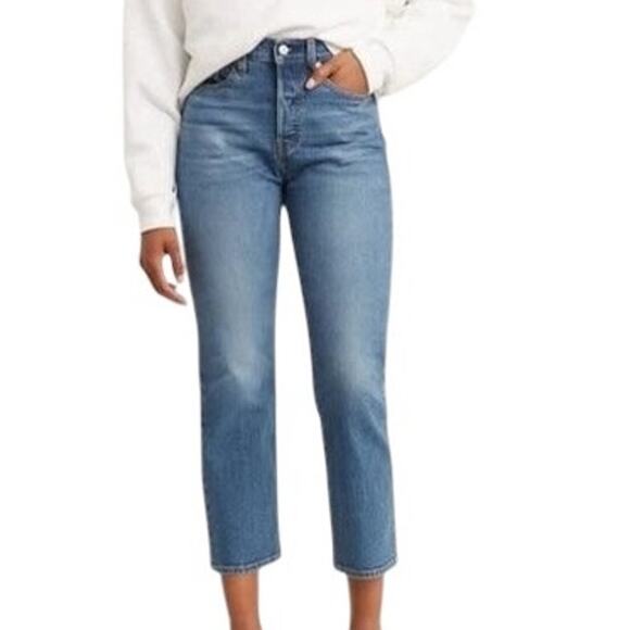 NWT Levi’s Wedgie Straight Premium Denim Jeans 28 x 28 Big E Leather Tag New - Picture 1 of 12
